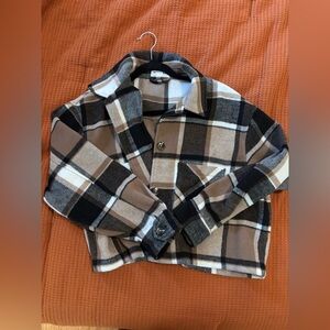 ASOS crop plaid flannel medium